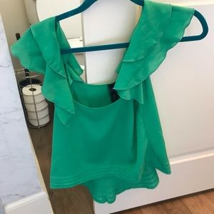 Green ruffle tank top